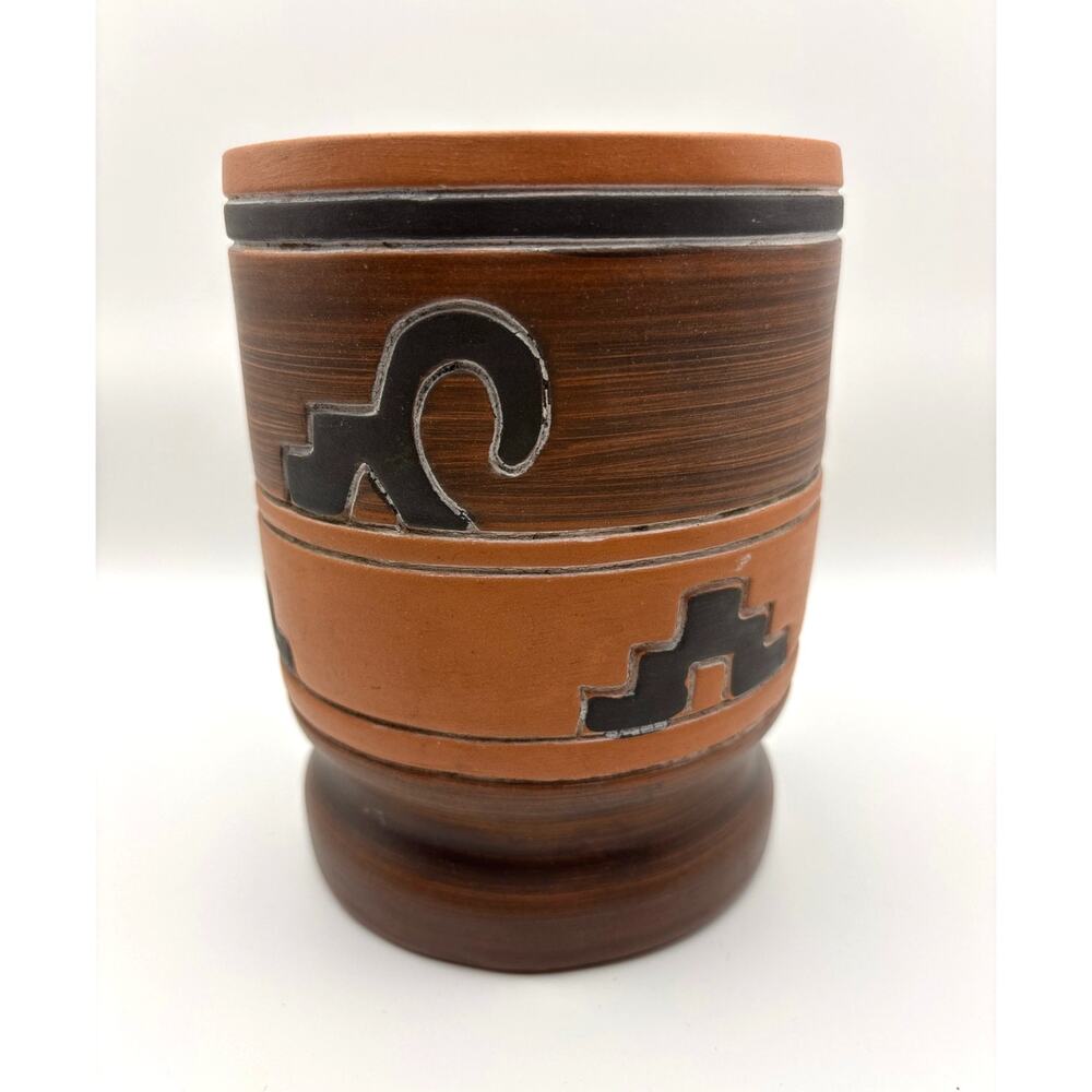 Vintage Signed Leopoldo de Mexico Pottery Vase Planter Folk Art Collectible